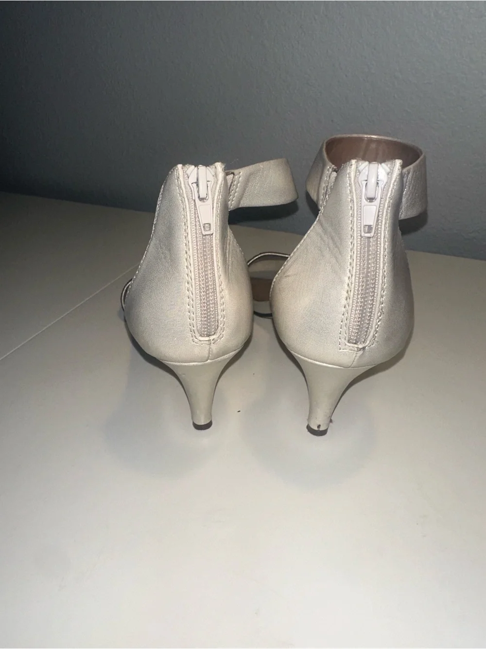 Style & Co. Champagne Ankle-Strap Heels with Crystal Toe Band
